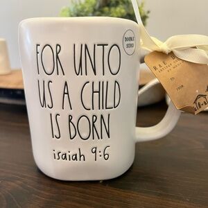 Rae Dunn Cream Mug with Isaiah 9:6 Quote
